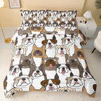 Kawaii Dog Comforter King Size,Dogs Comforter Set for Kids Teens Girls Boys,3Pcs Bedding Set Printed Comforter with 2 Pillowcases,Down Alternative,Soft and Lightweight，King Size