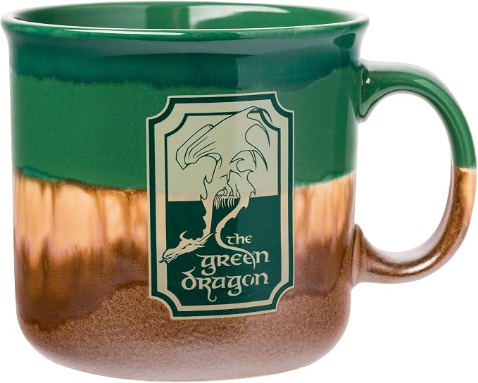 Silver Buffalo Lord of the Rings Green, Reactive Glaze Camper Mug, 20oz | Ceramic, the Dragon, 0.59 Liters