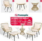 Pamapic Outdoor Patio Bistro Set with Ottoman 5 Piece Rattan Wicker Conversation Chair Sets Balcony Furniture Chairs for Yard Garden Porch Backyard Poolside, Beige