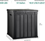 YITAHOME Deck Box, 51 Gallon Weatherproof Outdoor Storage Container for Patio Cushions, Pool Supplies, Garden Tools, Lockable Lid and Side Handles, Black