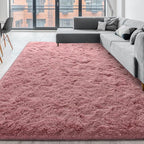 Super Soft Fluffy Shaggy Rugs for Living Room Bedroom, Fuzzy Plush Area Rugs for Girls Kids Room Nursery Home Decor, Furry Dorm Rug Cute Non-Slip Indoor Floor Carpet 5x8 Feet, Blush