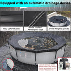 16 Ft Pool Cover, with Automatic Drain Round Pool Cover, One-Piece Quick Installation and Removal Above Ground Pool Cover, Preventing Waterlogging, UV Protected Solar Swimming Pool Cover