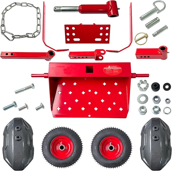 Wheels Lawn Mower Sulky for Lawn and Landscape Professionals,Mudguard Design,Anti-Skid Design, Vacuum tire (Red)