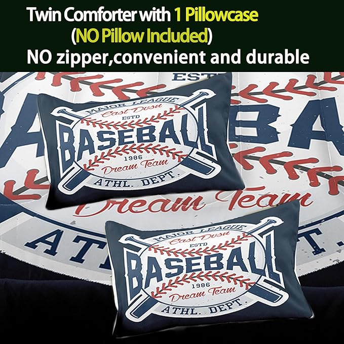 Bodhi Boys Comforter Set Full Size,Sports Comforter for Boys,Baseball Comforter Set Full,Baseball Bedding Set for Kids,Teen Comforter Bedding Set Full with Pillowcases