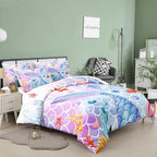 NINENINE Full Size Bedding Sets 5PCS Girls Mermaid Comforter Set Princess Toddler Bedding Sets Glitter Comforter Set(1Comforter, 1Flat Sheet, 1Fitted Sheet, 2Pillowcases)…