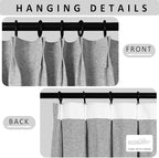 Macochico Pinch Pleated 100% Blackout Curtains Light Grey Linen Curtains for Bedroom Living Room Farmhouse Thermal Insulated Window Panels Pleated Curtains with Hooks and Tieback 52”Wx72”L 1 Panel