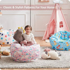 Nobildonna Stuffed Animal Storage Bean Bag Chair Cover Only for Kids Girls Toddler, Large Beanbag Chair without Filling for Organizing Children Soft Plush Toys
