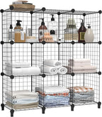 HOMIDEC Cube Storage, Storage Shelves 9 Cube Bookshelf Bookcase Closet Organizer and Storage Wire Storage Cube Multi-Use DIY Storage Cube Shelf for Books, Toys, Clothes, Tools