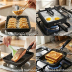 HAPPI STUDIO Tamagoyaki Pan - Japanese Egg Pan with Lid, Square 7x6 Inch | Japanese Omelette Pan For Rolled Omelets - Nonstick Tamago & Square Frying Pan, Induction Ready, Heat-resistant Handle