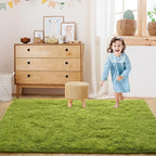 Super Soft Fluffy Shaggy Rugs for Living Room Bedroom, Fuzzy Plush Area Rugs for Girls Kids Room Nursery Home Decor, Furry Dorm Rug Cute Non-Slip Indoor Floor Carpet 5x8 Feet, Green