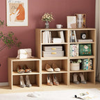 Storage Cube 2 Tires Natural Stackable Storage Shelf, Cubby Organizer Wooden Display Shelf Closet Organizer,Modern Cubical Bookcase Compact Storage Cabinet for Living Room Bedroom Office