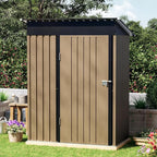 3x5 FT Outdoor Metal Storage Shed, Single Door, 1 Clear Window, Tool Shed for Garden, Patio, Backyard Brown