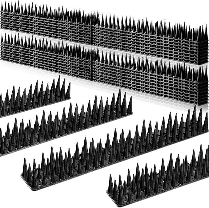 Geetery 40 Pack Bird Spikes for Outside Squirrel Pigeon Spikes Bird Spikes for Cat Animal Outside Plastic Fence Spikes for Garden Wall Railing Roof(Black)