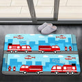 Car Rug Play Mat Car Rug Play Mat Car Rug for Boys Room Fire Fighting Truck Red Car Printed Rug Play Rug for Cars and Trucks Play Rugs for Kids Rooms,Light Blue 2'×3'