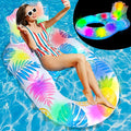 Inflatable Pool Float Adult - Light Up Pool Floaties Lounger Floats Floating Chair Raft with Cup Phone Holder - Pool Chairs for in Pool for Adults Large Size Summer Beach Lake Lounge