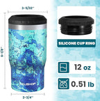 HAUSHOF 4-in-1 Insulated Can Cooler Fits 12oz Cans & Beer Bottle, Camo Blue | Double-Wall Vacuum Insulated, 18/8 Stainless Steel, BPA-Free Lid, Slim Can Cooler for Camping, Beach & Picnic