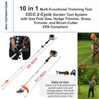 33cc 2-Cycle Gas Multi-Trimmer | 10-in-1 String Trimmer w/Rotatable 40” Pole Saw, Weed Eater Weed Wacker, Brush Cutter & Hedge Trimmer Gas for Lawn, Yard, Garden Care, All-in-one Garden Tool