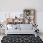 Chicrug Shag Geometric Modern Runner Rug for Bedroom, 2x6 Feet Memory Foam Indoor Hallway Runner Carpet, Fluffy Rug for Living Room Bedside Room Decor for Family, Dark Grey/White