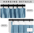Macochico Blue 100% Blackout Linen Curtains 96 Inches Long Pinch Pleated Curtains for Bedroom Living Room Nursery Farmhouse Insulated Sound Reducing Drapery with Tieback 84”Wx96”L 1 Panel