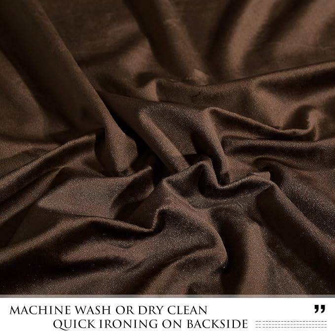 Brown Waterfall Valance Curtain for Living Room W79 inches, 1 Panel | Luxury Thick Velvet Fabric, Light Blocking Privacy Tiers, Extra Wide Window Drapes for Kitchen, Dining Room, Bay Window