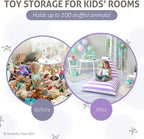Butterfly Craze Bean Bag Chair Cover, Functional Toddler Toy Organizer, Fill with Stuffed Animals to Create a Jumbo, Comfy Floor Lounger for Boys or Girls, Stuffing Not Included, Purple Stripes