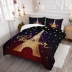 Datura home Kids Comforter Set Eiffel Tower Printed Pattern Bedding Set with 1 Comforter and 2 Pillowcases for Girls Boys Bedroom All Season(Tower Full)