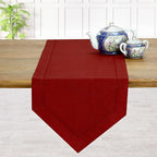 D'Moksha Homes Red Linen Table Runner 90 Inches Long - 100% Pure Linen Diamond Table Runner 14 x 90 Inch for Dining, Fall and Halloween - Machine Washable