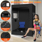 Upgraded 2 Person Portable Sauna, Portable Steam Sauna for Home, Personal Sauna Box Full Body with 1000W 2.6L Steam Generator, 99 Minute Timer, 2 Folding Chairs, Remote Control Included(Black)