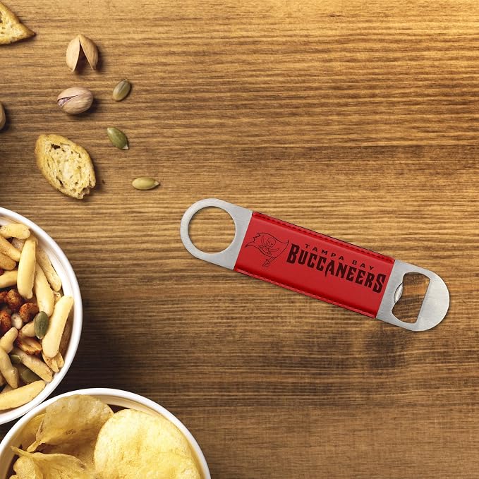 Rico Industries NFL Laser Engraved Bar Blade Faux Leather Laser Engraved Bar Blade - Great Beverage Accessory for Game Day