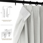 Full Blackout Privacy Curtains, 240 Inch Extra Wide Linen Blend Drapes, Pinch Pleat Window Drapery for Room Divider Storage/Space Room Separation, 1 Panel, W 240" x L 102", Greyish White