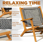 Solid Wood Rope Bistro Set of 3, Reclining Set 3