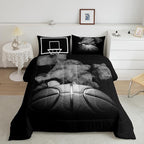 Erosebridal Basketball Comforter Set for Boys Teen King Size Sports Basketball Bedding Set Basketball Room Decor Reversible Black Down Comforter Grey Hippie Smoke Quilt Duvet Insert 2 Pillow Case