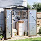 5x3 FT Outdoor Metal Storage Shed, Double Door, 1 Clear Window, Tool Shed for Garden, Patio, Backyard Brown