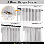 MYSKY HOME Short Curtains for Small Window, Boho Sheer Curtains 2 Panels Set Window Treatment Drapes Linen Style Texture for Closet/Kitchen, 50"x63", Light Grey, 2 PCs