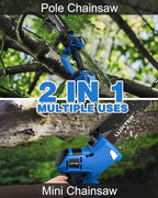 LUXTER 5-in-1 Cordless Pole Saw & Hedge Trimmer Brushless Electric Mini Chainsaw Auto Oiling 15-FT Max Reach Pole Saw for Tree Trimming Trimmer Limb Branch Cutter 2 X 2.0Ah Battery & Charger Include