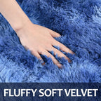 5x8 Large Area Rugs for Living Room, Super Soft Fluffy Modern Bedroom Rug, Tie-Dyed Navy Blue Indoor Shag Fuzzy Carpets for Girls Kids Nursery Room Home Decor