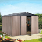 U-MAX 8' x 10' Shed Outdoor Storage Shed Clearance, Extra Large Yard Steel Metal Garden Shed with Design of Lockable Doors, Tool and Utility Storage for Backyard, Garden, Patio, Outside use in Taupe