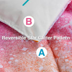 A Nice Night Galaxy 6pcs Kids Bed in a Bag Outer Space Comforter 3D Printed Space Quilt Set Glitter Pink Green Color,for Children Boy Girl Teen Kids,Twin