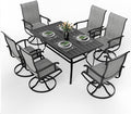 Pamapic 7 Pieces Patio Dining Set, Outdoor Dining Set All-Weather for Backyard Poolside Garden Deck, Modern Outdoor Table and Chairs Set with 6 Textilene Swivel Chairs,Gray