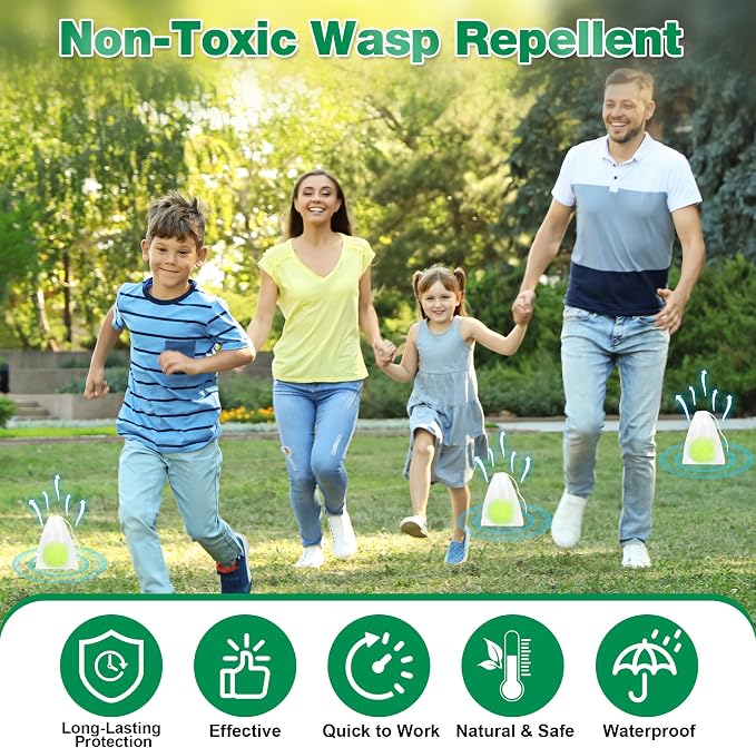 24 Pack Peppermint Oil Wasp & Bee Repellent, Natural Carpenter Bee Repellent for Yellow Jackets, Hornets, Mud Wasps Deterrent for Indoor Outdoor Patio Garden Porch, Pet and Human Safe