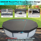 21 Ft Pool Cover, with Automatic Drain Round Pool Cover, One-Piece Quick Installation and Removal Above Ground Pool Cover, Preventing Waterlogging, UV Protected Solar Swimming Pool Cover