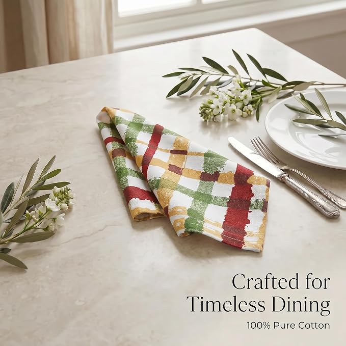 Urban Villa Cloth Napkins Cotton 20x20 (Set of 12) Check Print