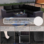 Kullavik 12PCS Outdoor Patio Furniture Set PE Wicker Rattan Sectional Sofa Patio Conversation Sets,Black