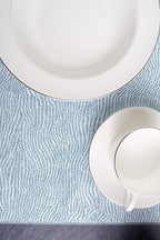 Mintrico placemat for Dining Table Set of 2 Silicone Heat Resistant Non Slip (2, Blue Lines) …