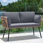 YITAHOME Wicker Outdoor Loveseat, All-Weather Patio Sofa for Balcony, Backyard, Pool, Porch, Deck, Outdoor Sectional Furniture Set with Table & Cushions - Grey