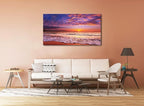 Beach Wall Art Sunset Canvas Pictures, Seascape Theme Art Wall Pictures, Coastal Ocean Wave Paintings,Modern Cloud Artwork for Bedroom Living Room Bathroom Home Office Decorations 20X40 Inches