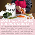 EPICA Countertop Compost Bin Kitchen | 1.3 Gallon | Odorless Composting Bin with Carbon Filters | Indoor Compost Bin with Lid | Stainless Steel Kitchen Composter for Food Scraps & Waste Recycling