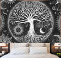 FORATER Tree of Life Tapestry Wall Hanging, Sun and Moon Aesthetic Wall Tapestry Black and White Tapestries Home Decor for Living Room Bedroom(53 x 61 Inch, Black and White)