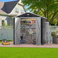 8X6 FT Outdoor Storage Shed, Metal Garden Shed - Tool Storage Sheds with Lockable Doors, Waterproof Outside Storage Building for Backyard, Patio (Black; Floor Not Included)