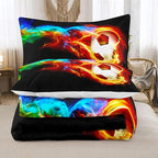 Bodhi Boys Comforter Set Full,Soccer Comforter Set Full Size,Fire Sports Comforter Set for Boys,Teen Football Bedding Set with Matching Pillowcases,Kids Bedding Set Full